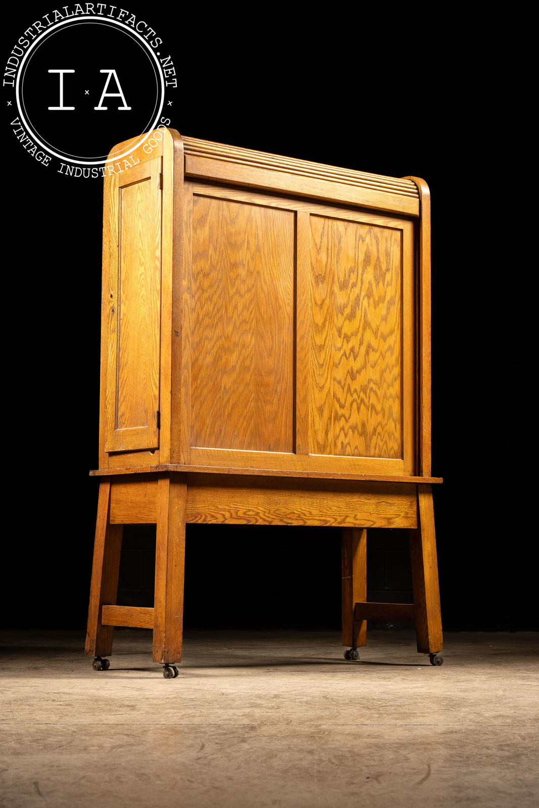 Vintage Tambour Door Laboratory Cabinet