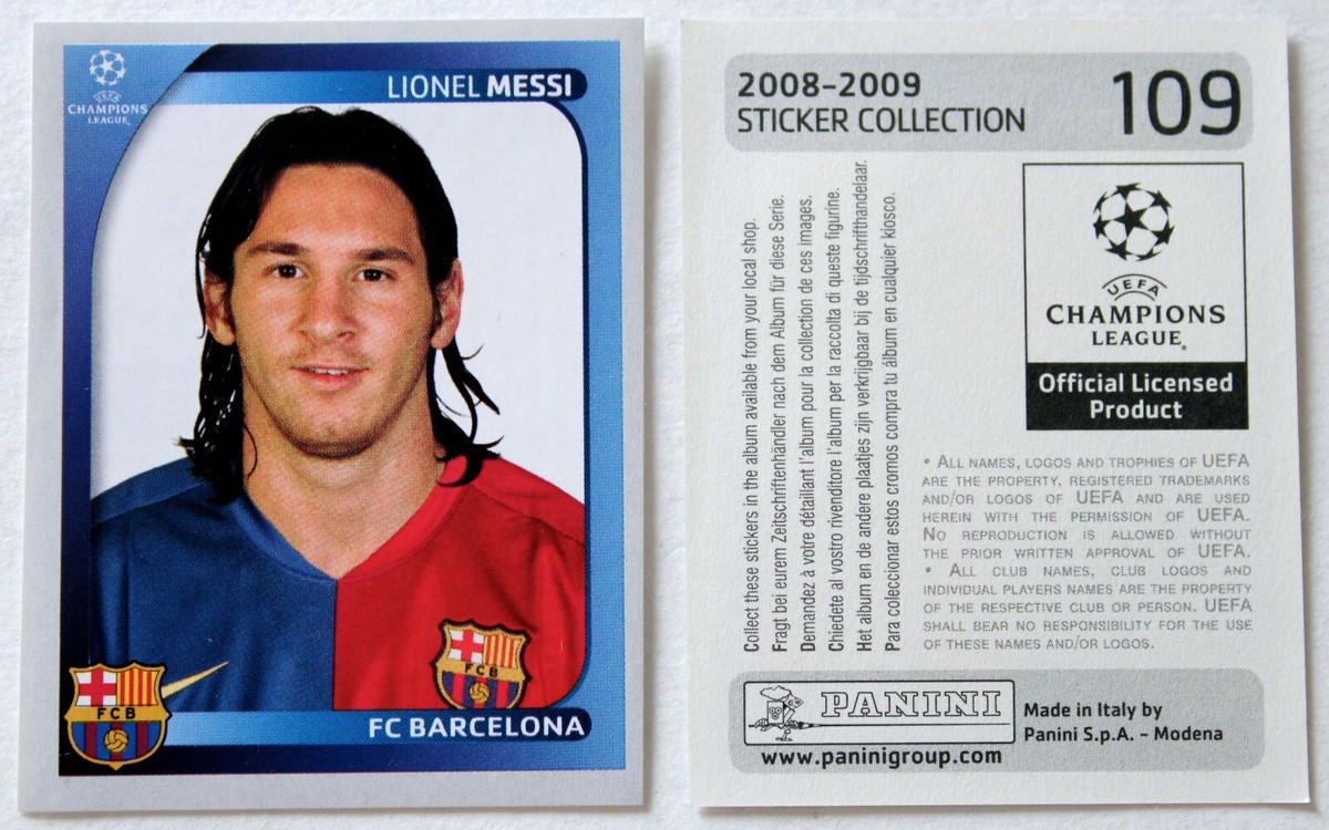 Panini Rookie Sticker Lionel Messi No. 109 Champions League