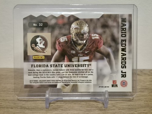 2015 Panini Prizm Collegiate Draft Picks Mario Edwards Jr D-Fence Die Cut FSU - Picture 2 of 2