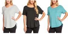 Matty M Women's Short Sleeve Rolled Cuff Tunic Top Shirt       