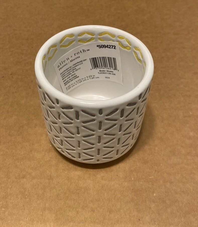 Allen and Roth 3,03 дюйма ширина x 3,03 дюйма высота серый керамический комнатный горшок для рассады суккулент - Изображение 2 из 4