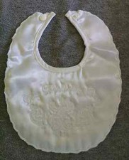 New Gift Baby Boy/Girl Baptism/Christening White Cross Bib 0-3M