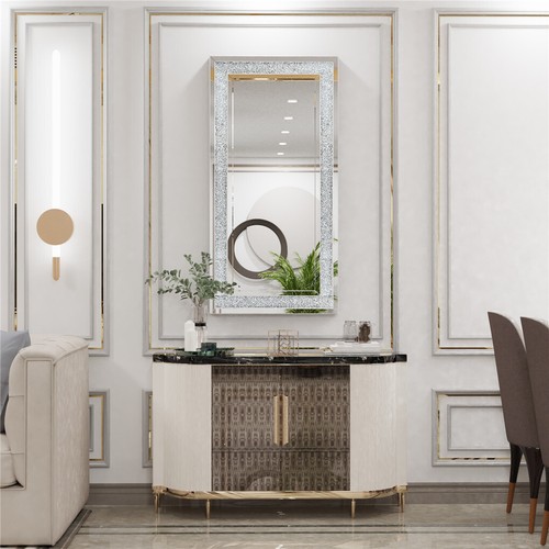 47in Oversized Luxury Decorative Wall Mirror Crushed Diamond Full Length Mirror - Picture 9 of 12