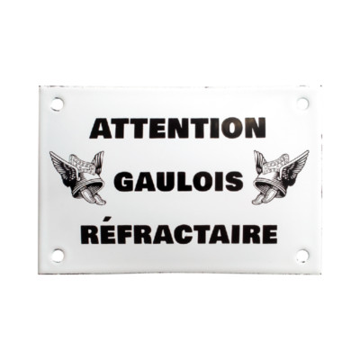 Plaque émaillée bleue texte Attention au chien, plaque chien