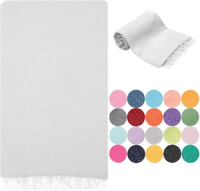 Park & Oz Turkish Peshtemal Beach Towels, 100% Cotton, Oversize Large, White 