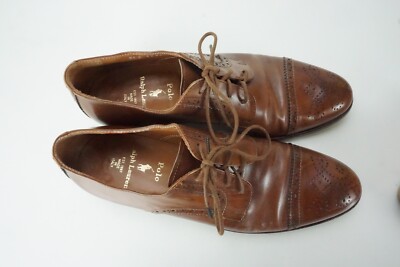 Polo by Ralph Lauren Light Brown Brogue Cap Toe Leather Mens Dress shoes Sz 8B Polo by Ralph Lauren Light Brown Brogue Cap Toe Leather Mens  main image 2