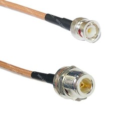 RG400 Silver BNC MALE to N FEMALE BULKHEAD Coax RF Cable USA Lot