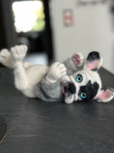 Französische Bulldogge Filz Figur, Teddy, Handarbeit, Filz NADELGEFILZT Unikat - Bild 8 von 8