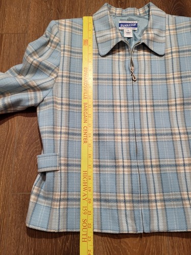 New Pendleton Vintage Blue Plaid Blazer Jacket 100% Wool Women’s Size 12 USA - Picture 9 of 16