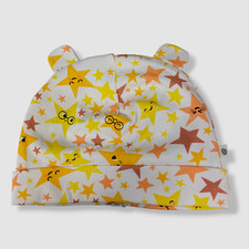 29 The Bonnie Mob Baby's Orange Star Printed Beanie W/ Ears Size 12-24M