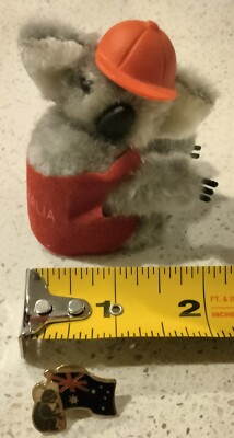 Koala Bear Figure & Australia Koala Pin (Koala Has Broken Left Arm) 