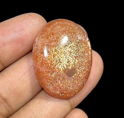 49.90 Cts Natural Orange Sunstone Gemstone Oval Shape Cabochon Handmade Gemstone
