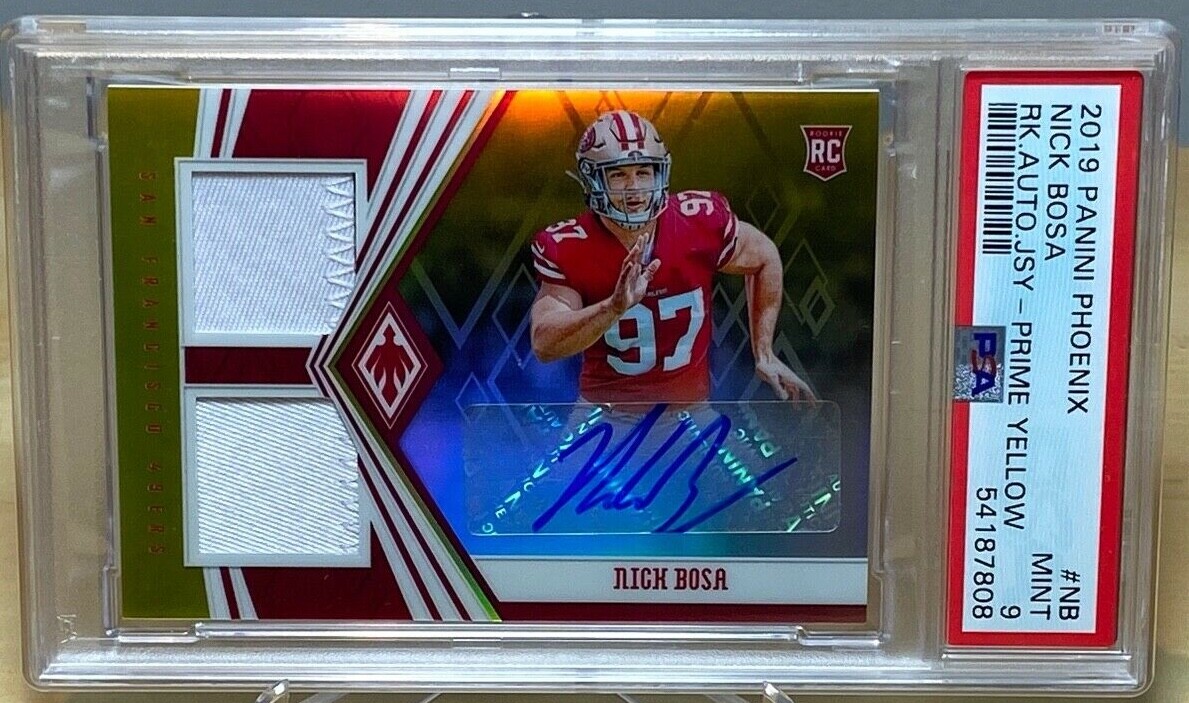Nick Bosa Panini Phoenix Rookie Autograph Jersey #NB Prime Yellow