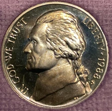 1988 S Proof Jefferson Nickel - Five Cent Coin from Proof Set