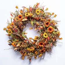 Fall Wreaths for Front Door 24 Inch Artificial Fall Wreath Large Autumn Wreat...