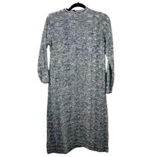 ZARA Knit Sweater Midi Dress Womens SM Long Sleeve Zip Gray Preppy Quiet Luxury
