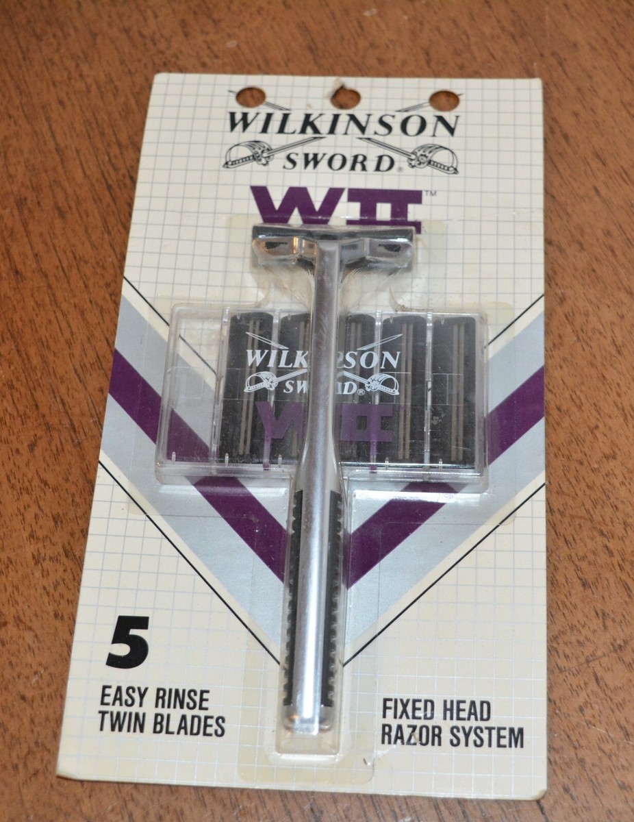 1988 VTG WILKINSON SWORD WII FIXED Head Razor System NOS 5 Blades