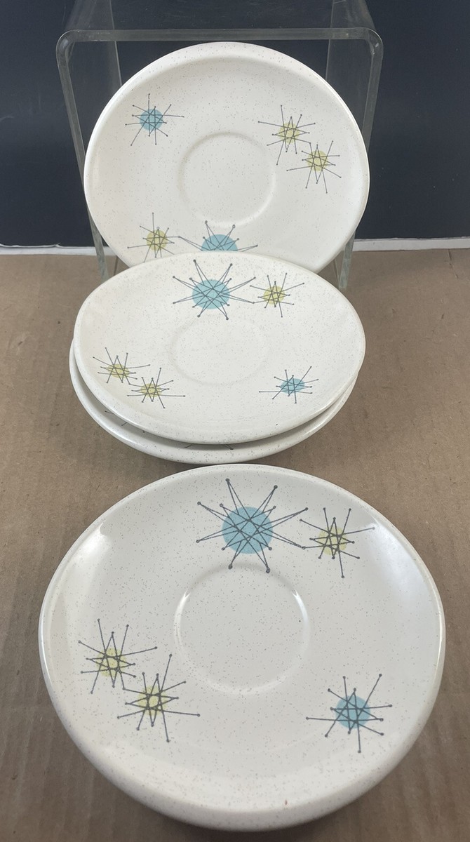 Vintage Franciscan Atomic Starburst Saucer Plate Lot Set Of 4 EUC