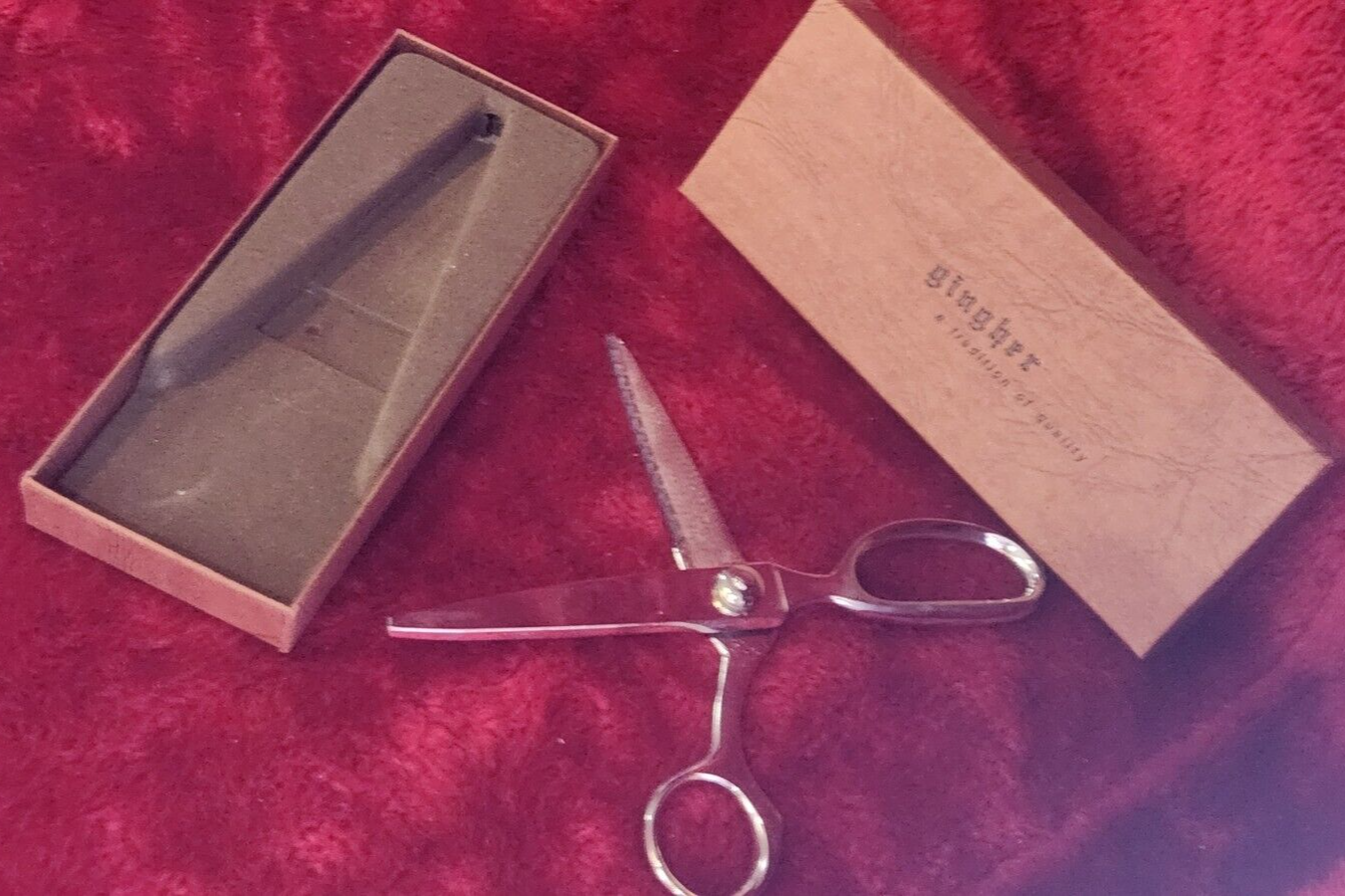 1975 Gingher Pinking Shears Scissors 7.5” G7P W/ Original Box Made in