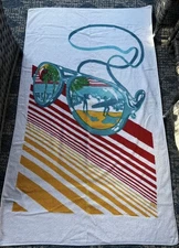 Vintage Royal Treasure Beach Towel Sunglasses Palm Tree Surfers Rad Swim Cotton