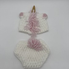 Newborn Baby Girls Crochet Unicorn Hat, Diaper Cover Costume Outfit Picture Prop