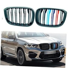 Front Upper Kidney Bumper Grill M Color Double M-Color Double Line Glossy Black