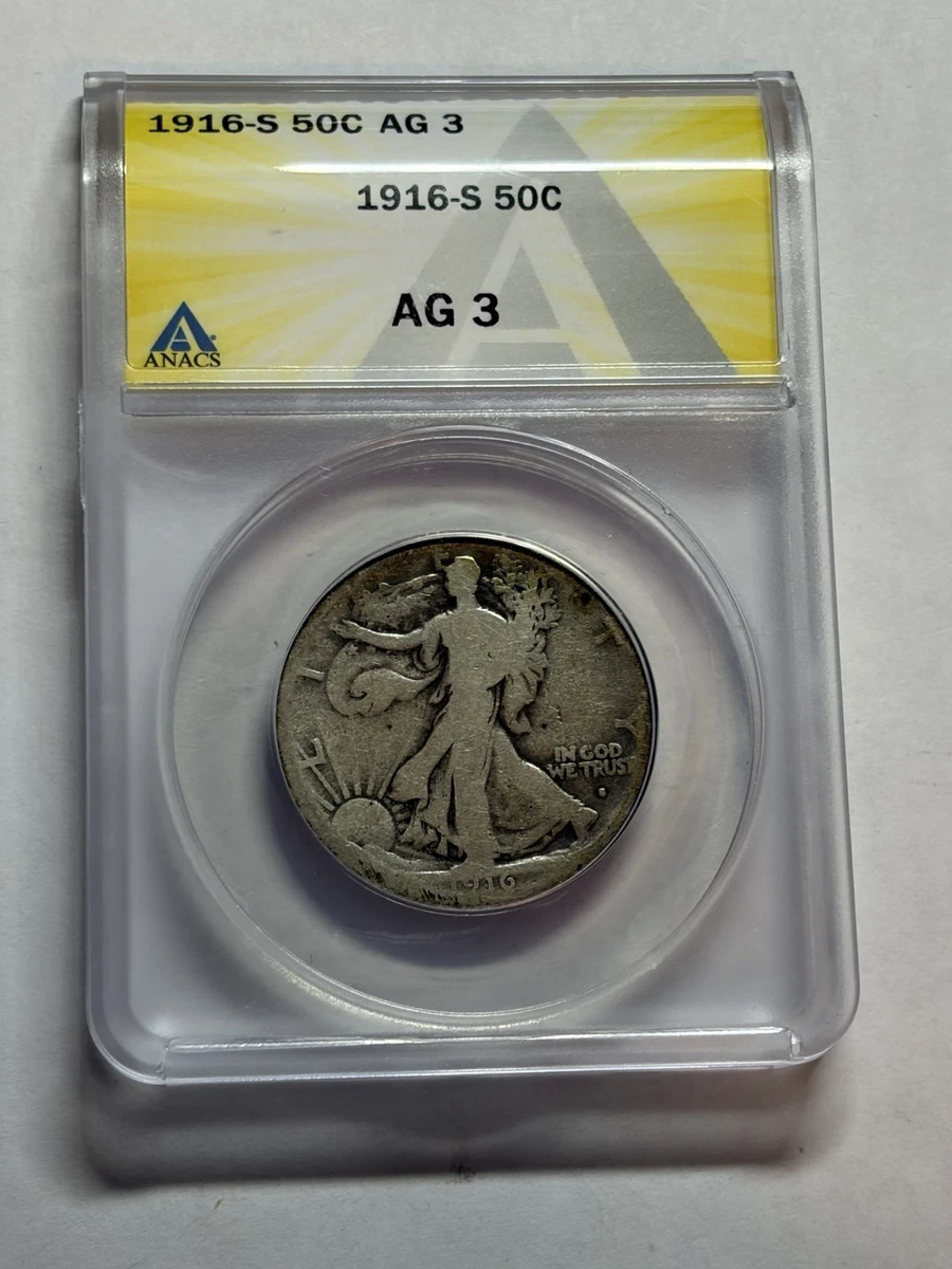 AG 3 Graded 1916 Year Liberty Walking Half Dollars (1916-1947) for