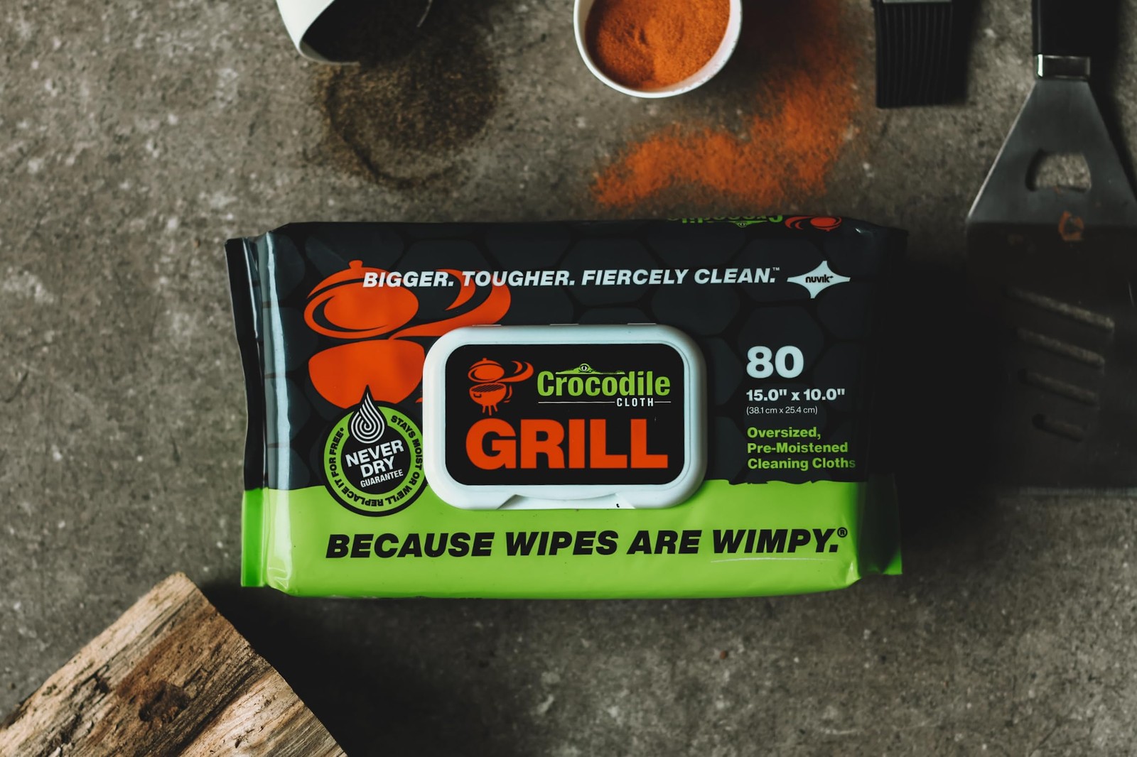 Crocodile Grill Wipes Heavy Duty 80 Count Commercial Grade Grease Cleaner Wipes
