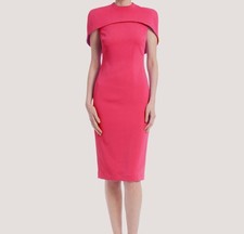 Badgley Mischka Women's Pink Mock Neck Cape Shoulder Bodycon Sheath Dress Size 2
