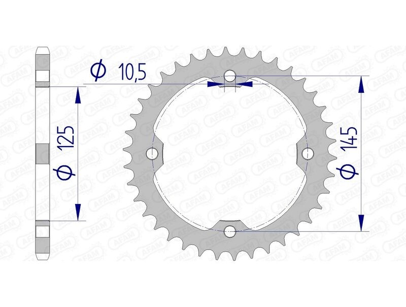 Pignon AFAM aluminium 13407 pas 520 ultra léger pour transmission fluide