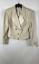 Christian Dior Women's Vintage 90s Cream Double Breasted Peaked Lapel Blazer 6
