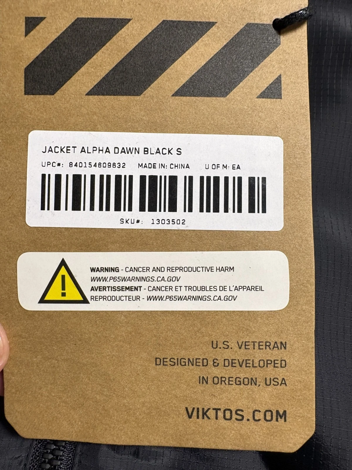 Viktos Alpha Dawn Insulated Jacket Mens S Black Hooded Tactical Packable NWT NEW - product detail image 5