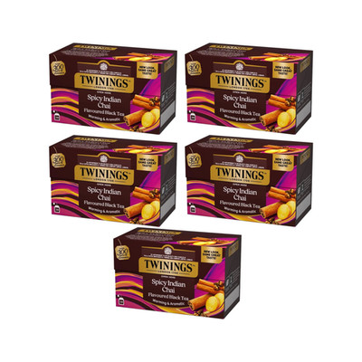 5x Twinings Spicy Indian Chai Black Tea 20 Beutel Ingwer Zimt Kardamom
