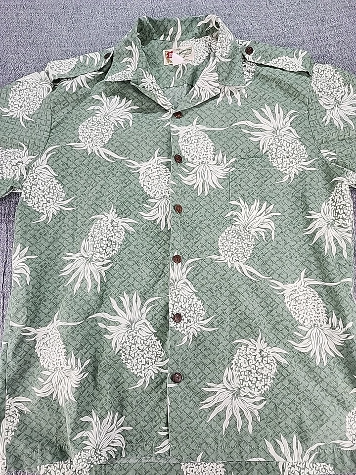 Hilo Hattie Shirt Mens XL Hawaiian Resort Casual Button Up Pineapple Print - Image 2 of 4