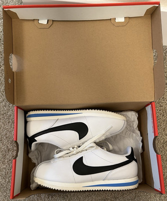 Nike Cortez White Black Blue Men's Low Top Lace Up Sneaker Athletic Shoes