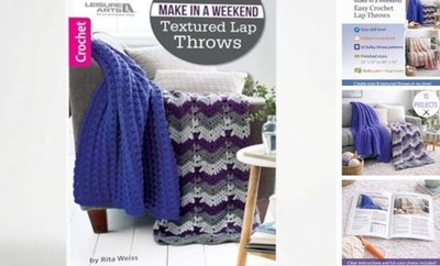 Make in A Weekend Textured Lap Throws Crochet Book, Easy Bulky Yarn Throw
