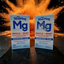 SlowMag Mg Muscle  Heart, Magnesium Chloride  Calcium 60ct Exp 11/26  TWO  