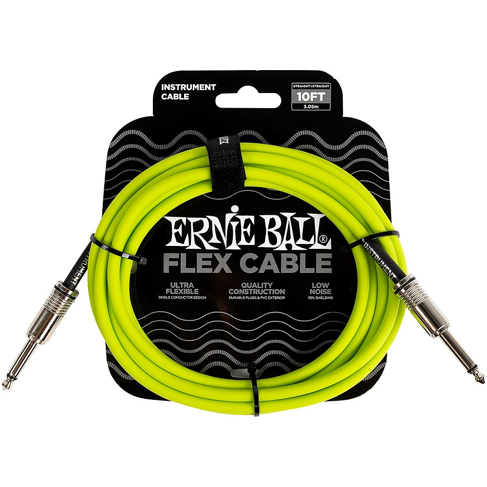 Ernie Ball FLEX Straight to Straight Instrument Cable 10 ft Green 4090₽