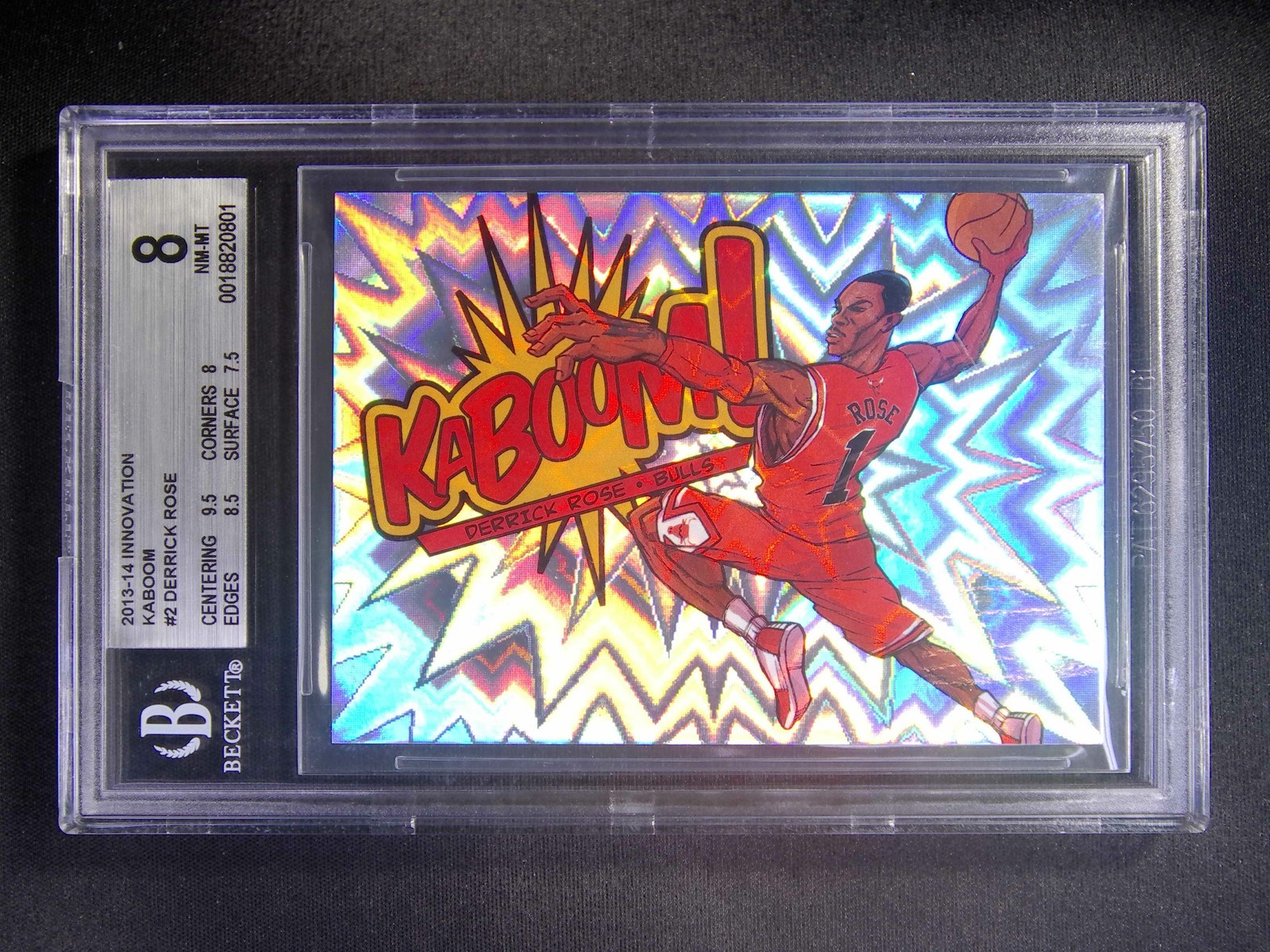 2013-14 Panini Innovation Derrick Rose #2 Kaboom Case Hit SSP BGS 8