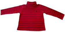 RALPH LAUREN POLO KIDS Striped Embroidered Pony Logo Turtleneck Tee 4T 4 Yrs Red