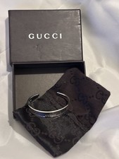 Gucci Sterling Silver Engraved Logo Cuff Bracelet Made in Italy — listing 6
