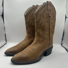 Old West 8129 J-Toe Distressed Western Boots Leather Youth Size 1D Big Kids