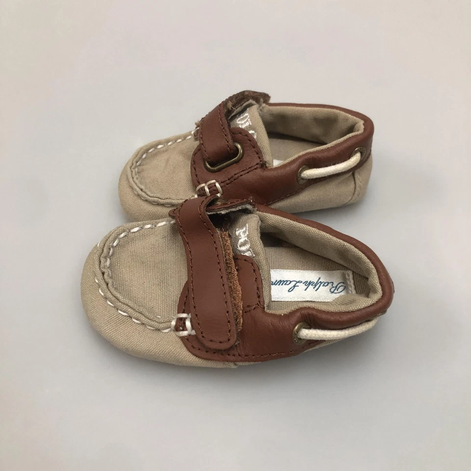Ralph Lauren Zapatos Infantiles Talla 2.5 Marrón Tostado Niño Lijadora EZ Barco Sin usar, en caja EU 17 Foto 4 de 4