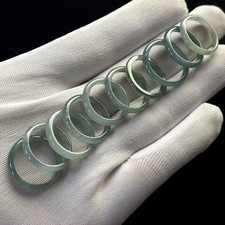 Natural Translucent Green Jade Jadeite Ring Thin Band, Width about 3 mm