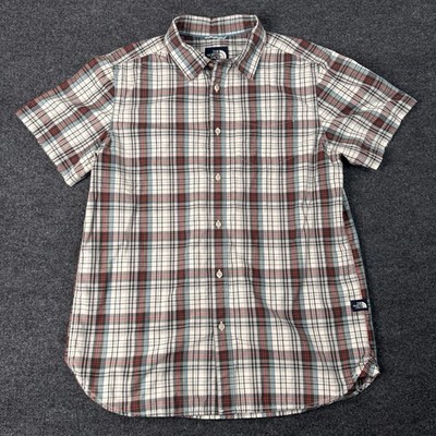 Mens The North Face Short Sleeve Shirt Plaid Button Up Outdoor Large