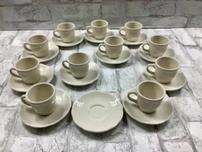 VTG Buffalo China White Manhattan Restaurant Ware 23pc Cup & Saucer  USA 1930s
