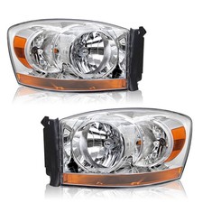 Chrome Amber Headlights Fits For 2006-2008 Dodge Ram 1500 2500 3500 Headlamp 2pc Chrome Amber Headlights Fits For 2006-2008 Dodge Ram 1500 2500 3500 Headlamp 2pc