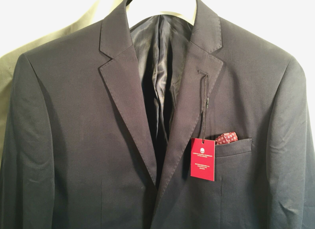 John Lewis Mens Cotton Cashmere Tailored Suit Jacket, Navy Blue Sz 42