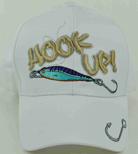 SILVER YARN FISHING CAP HAT WHITE 