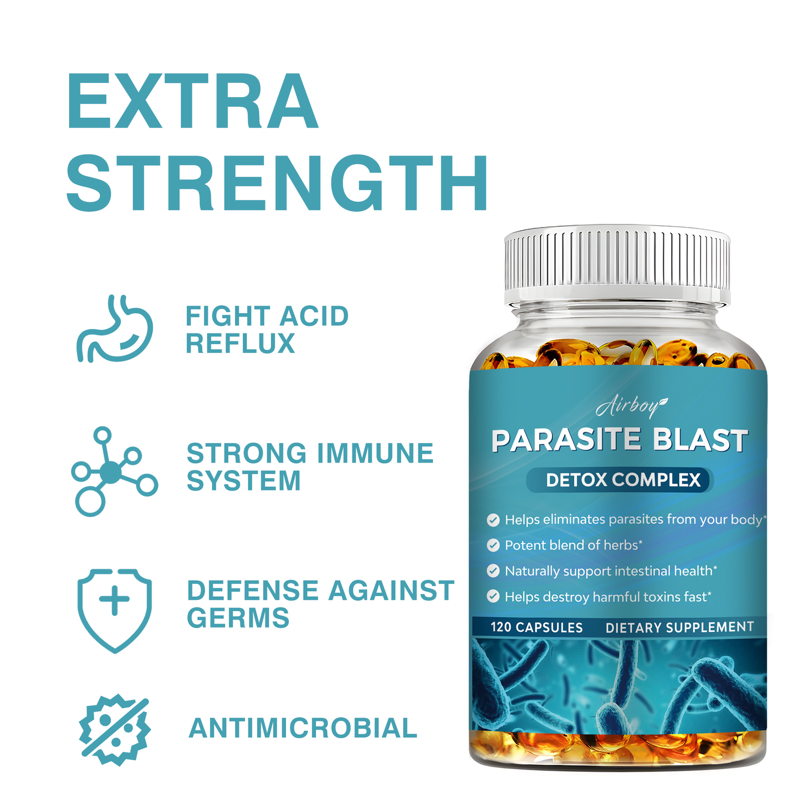 Parasite Blast Detox Complex 1485 mg - salute dell'intestino, pulizia del colon e sistema digestivo foto 4